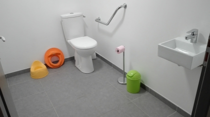 Toilet adapted for people using a wheelchair